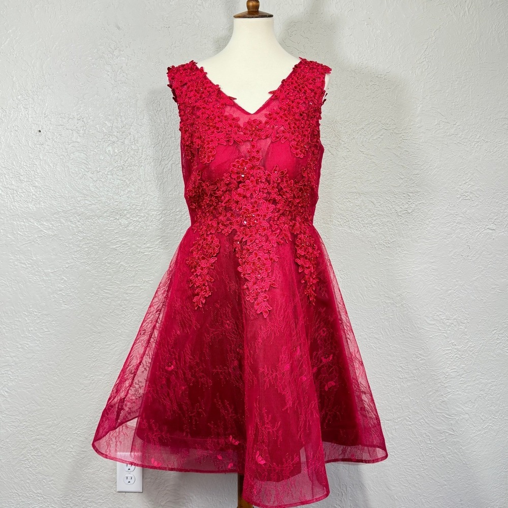 Beaded A-Line Dress 10 Quinceanera Homecoming Prom Sheer Tulle Floral Handmade